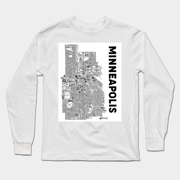 Minneapolis Map Long Sleeve T-Shirt by fiberandgloss